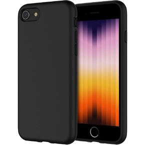 JETech Silicone Case for iPhone SE 3/2 (2022/2020 Edition), 4.7-Inch, Silky-Soft Touch Full-Body Protective Phone Case, Shockproof Cover with Microfiber Lining (Black) in Kuwait
