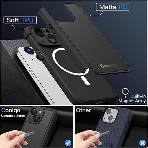 COOLQO Magnetic for iPhone 14 Plus Case [Compatible with MagSafe] iPhone 14 Plus Magnetic Case, Military Grade Drop Protection Shockproof Protective Phone Case Bumper Cover for iPhone 14Plus, Black in Saudi Arabia