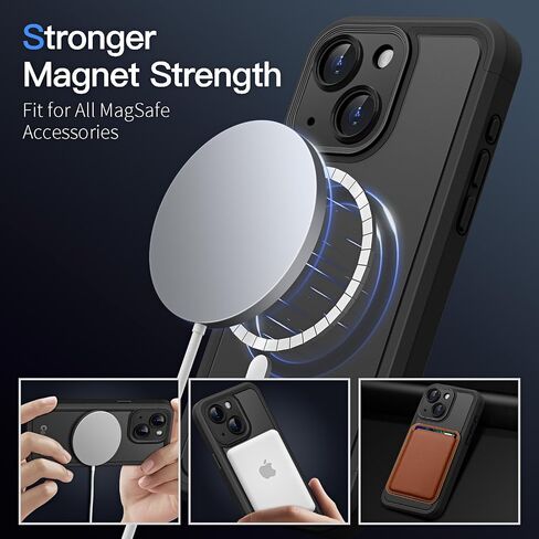COOLQO Magnetic for iPhone 14 Plus Case [Compatible with MagSafe] iPhone 14 Plus Magnetic Case, Military Grade Drop Protection Shockproof Protective Phone Case Bumper Cover for iPhone 14Plus, Black in Saudi Arabia