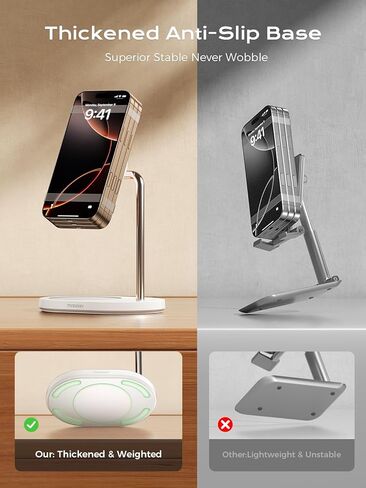 Magnetic Phone Stand for Desk, Phone Holder for Magsafe, Ergonomic Design Adjustable Cell Phone Stand, Compatible with iPhone 16 15 14 13 12 Pro Max, for Live Streaming, Office, Fitness, and Home in Kuwait