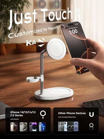 Magnetic Phone Stand for Desk, Phone Holder for Magsafe, Ergonomic Design Adjustable Cell Phone Stand, Compatible with iPhone 16 15 14 13 12 Pro Max, for Live Streaming, Office, Fitness, and Home in Kuwait