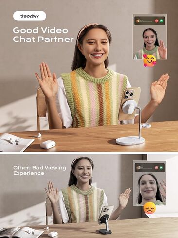 Magnetic Phone Stand for Desk, Phone Holder for Magsafe, Ergonomic Design Adjustable Cell Phone Stand, Compatible with iPhone 16 15 14 13 12 Pro Max, for Live Streaming, Office, Fitness, and Home in Kuwait