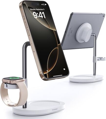 Magnetic Phone Stand for Desk, Phone Holder for Magsafe, Ergonomic Design Adjustable Cell Phone Stand, Compatible with iPhone 16 15 14 13 12 Pro Max, for Live Streaming, Office, Fitness, and Home in Kuwait