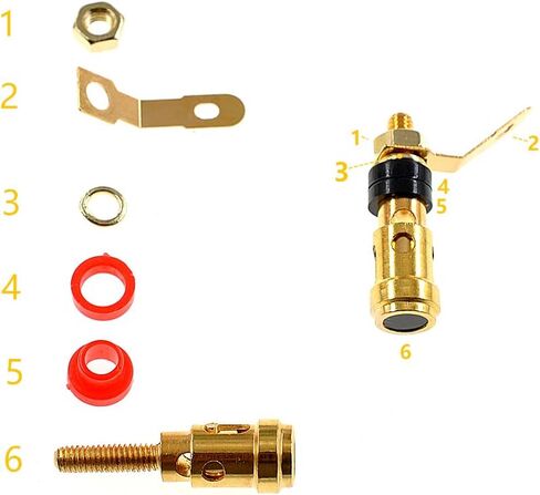 Oiyagai 6pcs Gold Plated Speaker Binding Post Spring Loaded Press Subwoofer Basket Terminal,Large in Saudi Arabia