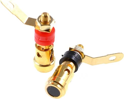 Oiyagai 6pcs Gold Plated Speaker Binding Post Spring Loaded Press Subwoofer Basket Terminal,Large in Saudi Arabia