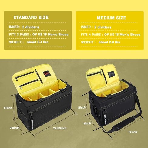 Sneaker Bag for Travel/Sneakerhead gift/Outdoor Sports Bag/Gym Bag, Medium-Size Multi-functional Travel Duffel Bag with 2 Adjustable Dividers, & Shoulder Strap, Made of Nylon, by Krone Kalpasmos-Black in Kuwait