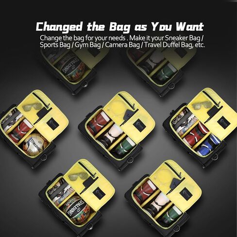 Sneaker Bag for Travel/Sneakerhead gift/Outdoor Sports Bag/Gym Bag, Medium-Size Multi-functional Travel Duffel Bag with 2 Adjustable Dividers, & Shoulder Strap, Made of Nylon, by Krone Kalpasmos-Black in Kuwait