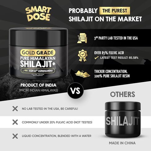 Pure Himalayan Shilajit Resin - Over 85% Fulvic Acid & Large Jar w/ 125 servings - Probably The Purest Shilajit on The Market - US Lab tested for Authentic & Natural Himalayan Organic in Kuwait