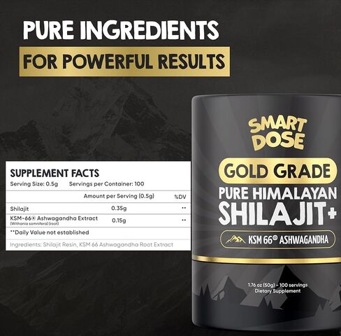 Pure Himalayan Shilajit Resin - Over 85% Fulvic Acid & Large Jar w/ 125 servings - Probably The Purest Shilajit on The Market - US Lab tested for Authentic & Natural Himalayan Organic in Kuwait