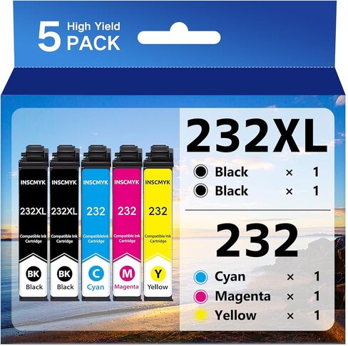 232XL Ink Cartridges High Capacity for Epson 232 Ink Cartridge Remanufactured for Epson 232XL Ink Cartridges Combo Pack for Epson Expression Home XP-4200 XP-4205 Workforce WF-2930 WF-2950 (5 Pack) in Kuwait