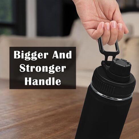 Spout Lid for Hydro Flask Wide Mouth Sport Water Bottles,Replacement Lids for Most 12,14,16,18,20,22,32,40,64oz Wide Mouth Water Bottles with Handle Easy to Carry (Black) in Kuwait