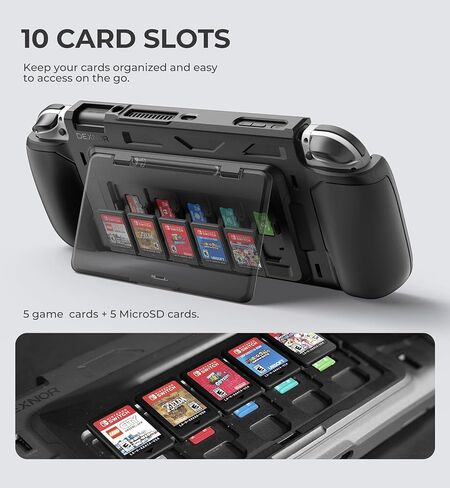 حافظة Dexnor مقاومة للصدمات لجهاز Nintendo Switch OLED Model (2021)، حافظة واقية متينة مع مسند قابل للتعديل، وفتحات تخزين MicroSD وبطاقة الألعاب لجهاز Nintendo Switch OLED ووحدة التحكم Joy-Con in Kuwait