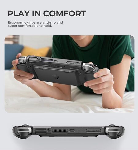 حافظة Dexnor مقاومة للصدمات لجهاز Nintendo Switch OLED Model (2021)، حافظة واقية متينة مع مسند قابل للتعديل، وفتحات تخزين MicroSD وبطاقة الألعاب لجهاز Nintendo Switch OLED ووحدة التحكم Joy-Con in Kuwait