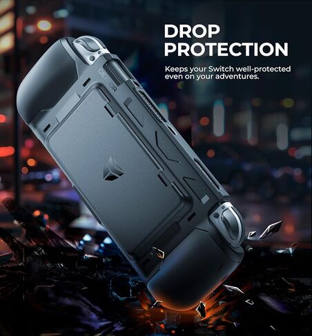 حافظة Dexnor مقاومة للصدمات لجهاز Nintendo Switch OLED Model (2021)، حافظة واقية متينة مع مسند قابل للتعديل، وفتحات تخزين MicroSD وبطاقة الألعاب لجهاز Nintendo Switch OLED ووحدة التحكم Joy-Con in Kuwait