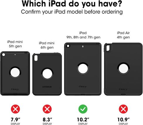 OtterBox ResQ Series Case for iPad 7th, 8th & 9th Gen (10.2" Display - 2019, 2020 & 2021 Version) - Non-Retail/Ships in Polybag - Black in Saudi Arabia