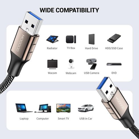 USB 3.0 Male to Male Extension USB A Male to Male Cable USB Cord USB Extenders USB to USB Cable Works with Laptop Cooling Pad,External Hard Drive, DVD Player,Television,Setup Box,SSD in Kuwait