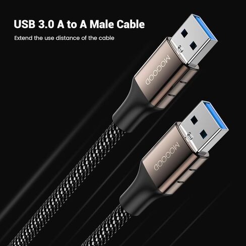 USB 3.0 Male to Male Extension USB A Male to Male Cable USB Cord USB Extenders USB to USB Cable Works with Laptop Cooling Pad,External Hard Drive, DVD Player,Television,Setup Box,SSD in Kuwait