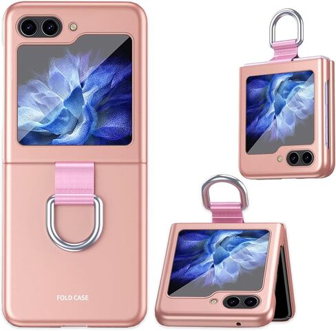 Kowauri for Samsung Galaxy Z Flip 5 5G Case with Ring,Slim Anti-Fall Shockproof Protective Phone Cover Case for Samsung Galaxy Z Flip 5 5G 2023 (Rose Gold) in Saudi Arabia