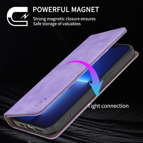 متوافق مع حافظة محفظة iPhone 13 مع فتحات بطاقة RFID وإغلاق واقٍ من جلد البولي يوريثان وغطاء هاتف لهاتف iPhone 13 (6.1 بوصة - أسود) in Saudi Arabia