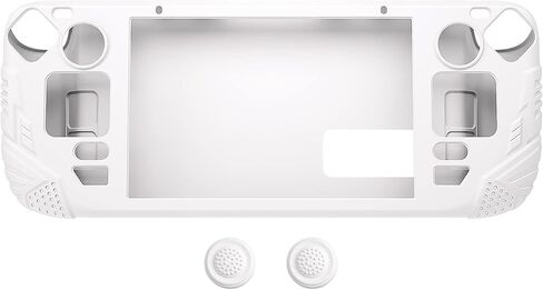 حافظة حماية من سلسلة PlayVital Armor لسطح البخار، غطاء ناعم من السيليكون لحماية سطح البخار مع تصميم معزز للزر الخلفي وأغطية لمقابض الإبهام - أبيض in Kuwait