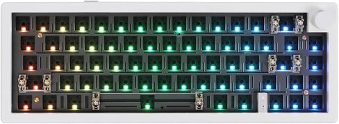 EPOMAKER EK68 65% Bluetooth Gaming Keyboard DIY Kit, Hot Swappable Gasket Mount PCB Mounting Plate Mechanical keyboard with South-facing LEDs, Triple Mode, VIA Programmable for Win/Mac (White) in Saudi Arabia