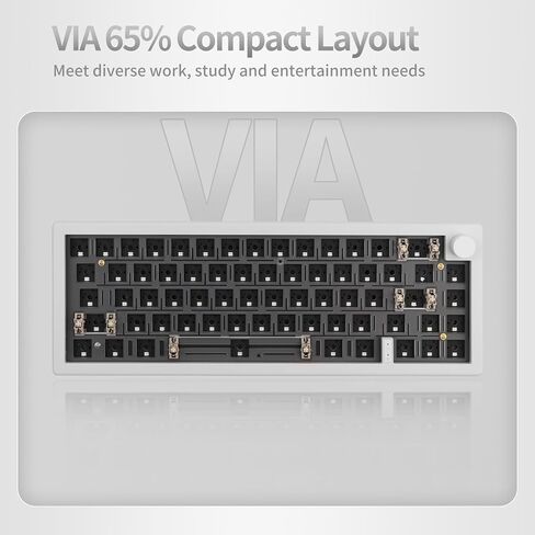 EPOMAKER EK68 65% Bluetooth Gaming Keyboard DIY Kit, Hot Swappable Gasket Mount PCB Mounting Plate Mechanical keyboard with South-facing LEDs, Triple Mode, VIA Programmable for Win/Mac (White) in Saudi Arabia