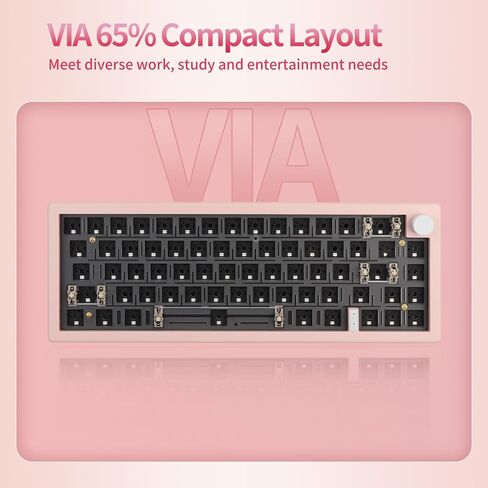 EPOMAKER EK68 65% Bluetooth Gaming Keyboard DIY Kit, Hot Swappable Gasket Mount PCB Mounting Plate Mechanical keyboard with South-facing LEDs, Triple Mode, VIA Programmable for Win/Mac (White) in Saudi Arabia