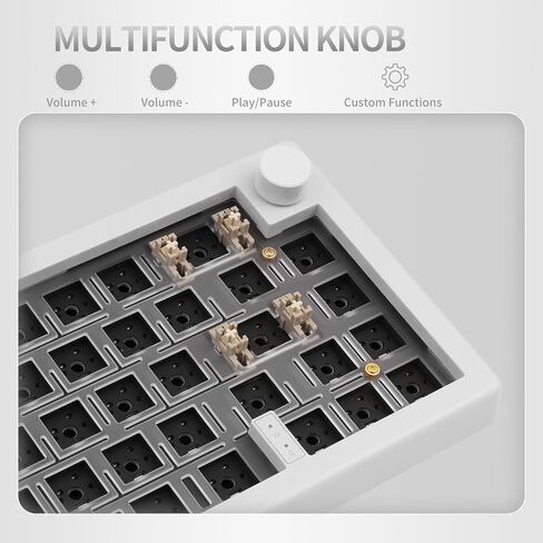 EPOMAKER EK68 65% Bluetooth Gaming Keyboard DIY Kit, Hot Swappable Gasket Mount PCB Mounting Plate Mechanical keyboard with South-facing LEDs, Triple Mode, VIA Programmable for Win/Mac (White) in Saudi Arabia