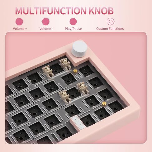 EPOMAKER EK68 65% Bluetooth Gaming Keyboard DIY Kit, Hot Swappable Gasket Mount PCB Mounting Plate Mechanical keyboard with South-facing LEDs, Triple Mode, VIA Programmable for Win/Mac (White) in Saudi Arabia