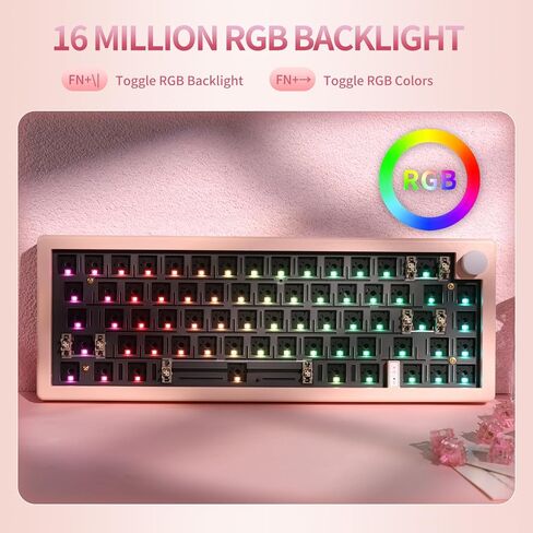 EPOMAKER EK68 65% Bluetooth Gaming Keyboard DIY Kit, Hot Swappable Gasket Mount PCB Mounting Plate Mechanical keyboard with South-facing LEDs, Triple Mode, VIA Programmable for Win/Mac (White) in Saudi Arabia