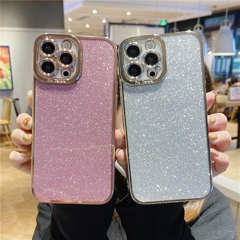 Fycyko Compatible for iPhone 11 Case Glitter Luxury Cute Flexible Plating Cover Camera Protection Shockproof Phone Case for Women Girl Men Design for iPhone 11 Pink 6.1'' in Saudi Arabia