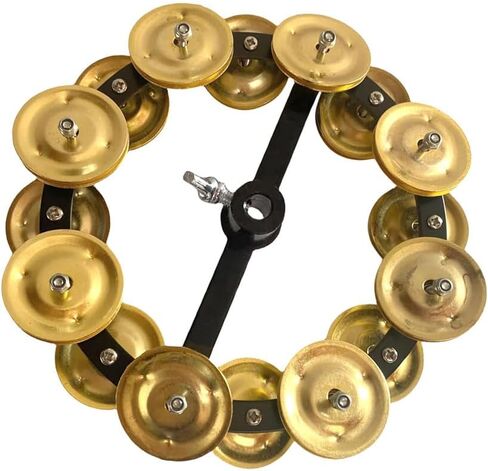 Hi Hat Tambourine Half Moon Drum Set Mounted Tambourine Double Row Bells with Mounting Eye Bolt Tambourine for Drum Kit Percussion Accessories in Kuwait