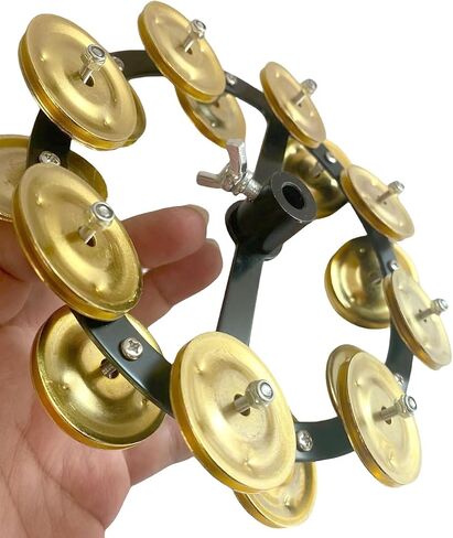 Hi Hat Tambourine Half Moon Drum Set Mounted Tambourine Double Row Bells with Mounting Eye Bolt Tambourine for Drum Kit Percussion Accessories in Kuwait
