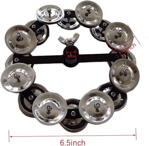 Hi Hat Tambourine Half Moon Drum Set Mounted Tambourine Double Row Bells with Mounting Eye Bolt Tambourine for Drum Kit Percussion Accessories in Kuwait