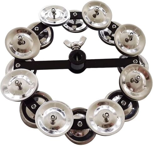 Hi Hat Tambourine Half Moon Drum Set Mounted Tambourine Double Row Bells with Mounting Eye Bolt Tambourine for Drum Kit Percussion Accessories in Kuwait