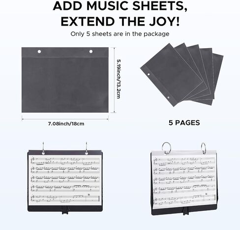 مجلد Starfavor Flip لفرقة Marching Music Flip Folio مع 10 نوافذ وفتحتين 7.2 × 6.4 بوصة أسود لدروس تدريبات الموسيقى على أداء العربات in Kuwait