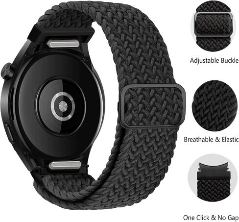 One Click Braided Bands for Samsung Galaxy Watch 7 6 5 4 Band 40mm 44mm/Watch 6 4 Classic 47mm 43mm 46mm 42mm/Watch 5 Pro 45mm,No Gap Stretchy Elastic Fabric Nylon Strap for Samsung Watch 4 5 6 7 FE in Saudi Arabia