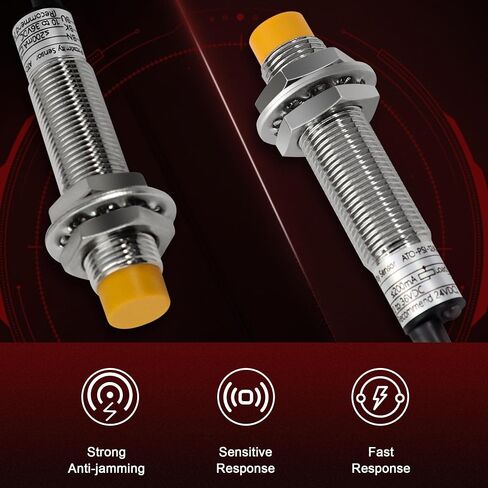 2 قطعة M12 مستشعر القرب الحثي، NPN NO مفتاح القرب، DC 6V-36V 4 مم مستشعر القرب المضاد للاهتزاز مفتوح عادة حماية الطاقة العكسية، يتصل مباشرة مع PLC in Saudi Arabia