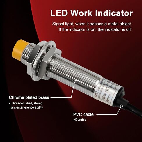 2 قطعة M12 مستشعر القرب الحثي، NPN NO مفتاح القرب، DC 6V-36V 4 مم مستشعر القرب المضاد للاهتزاز مفتوح عادة حماية الطاقة العكسية، يتصل مباشرة مع PLC in Saudi Arabia