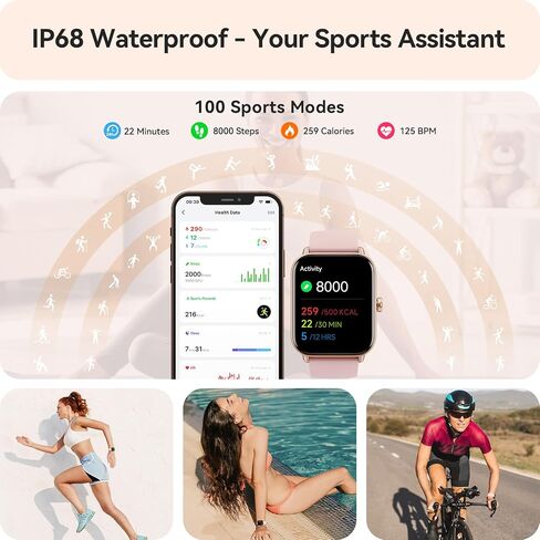 Smart Watch for Women Android & iPhone, Alexa Built-in, IP68 Waterproof Activity Fitness Tracker with Bluetooth Call (Answer/Make), 1.8" Smartwatch with Heart Rate/SpO2/Sleep Monitor, 100+ Sports Mode in Saudi Arabia