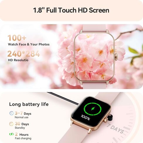 Smart Watch for Women Android & iPhone, Alexa Built-in, IP68 Waterproof Activity Fitness Tracker with Bluetooth Call (Answer/Make), 1.8" Smartwatch with Heart Rate/SpO2/Sleep Monitor, 100+ Sports Mode in Saudi Arabia