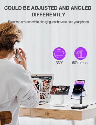 3 in 1 Wireless Charging Station Mag-Safe Wireless Charger for iPhone 16 15 14 13 12 Series, Wireless Charger for AirPods Pro 2 3 4, Wireless Charging for Apple iWatch Series Stand, White in Saudi Arabia