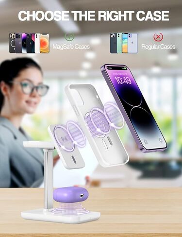 3 in 1 Wireless Charging Station Mag-Safe Wireless Charger for iPhone 16 15 14 13 12 Series, Wireless Charger for AirPods Pro 2 3 4, Wireless Charging for Apple iWatch Series Stand, White in Saudi Arabia