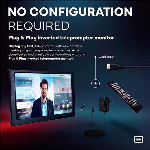 10.1'' Inverted Monitor for Teleprompter, Plug & Play Monitor Teleprompter for iLight Pro 12'', Compatible with Any Teleprompter (See Dimensions) in Kuwait