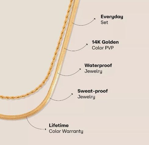 14K Gold Plated Station Necklace for Women Ivy Necklace - 14k PVD Thin Dainty Cable Stationed Link Necklace for Everyday -Waterproof & Sweatproof Jewerly- Stainless Steel Necklace - Hey Harper in Saudi Arabia