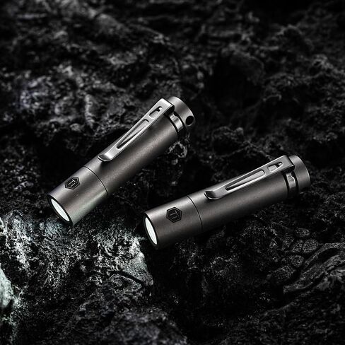 KeyUnity KF04 Mini LED Flashlight with AAA Battery & Pocket Clip - Super Bright Handheld Size Titanium EDC Keychain Penlight for Outdoor Camping, Hiking, Climbing in Kuwait