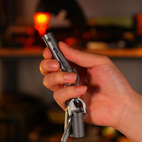 KeyUnity KF04 Mini LED Flashlight with AAA Battery & Pocket Clip - Super Bright Handheld Size Titanium EDC Keychain Penlight for Outdoor Camping, Hiking, Climbing in Kuwait