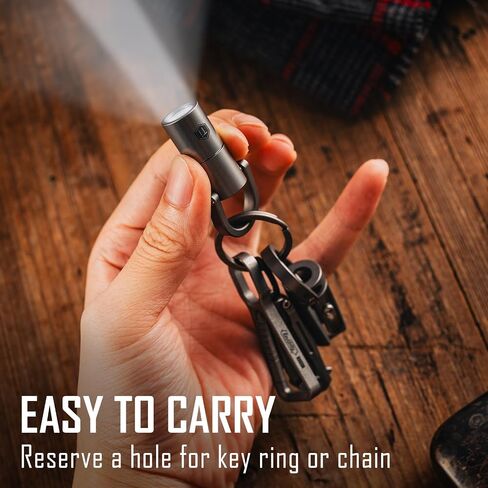 KeyUnity KF04 Mini LED Flashlight with AAA Battery & Pocket Clip - Super Bright Handheld Size Titanium EDC Keychain Penlight for Outdoor Camping, Hiking, Climbing in Kuwait