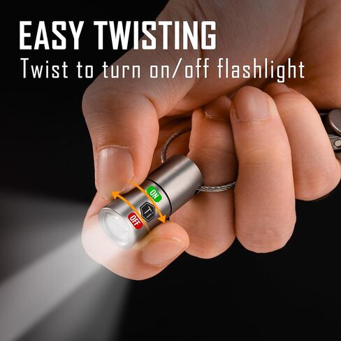 KeyUnity KF04 Mini LED Flashlight with AAA Battery & Pocket Clip - Super Bright Handheld Size Titanium EDC Keychain Penlight for Outdoor Camping, Hiking, Climbing in Kuwait