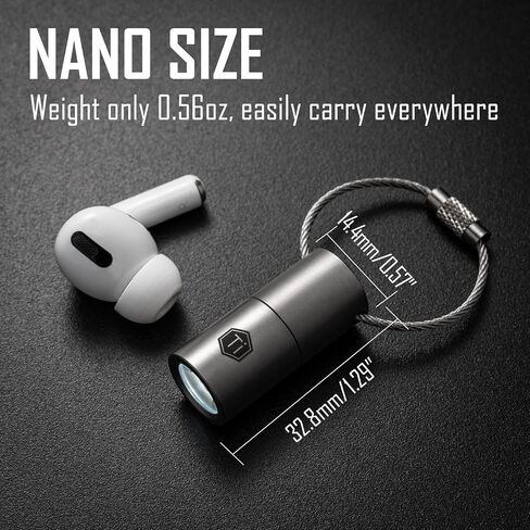 KeyUnity KF04 Mini LED Flashlight with AAA Battery & Pocket Clip - Super Bright Handheld Size Titanium EDC Keychain Penlight for Outdoor Camping, Hiking, Climbing in Kuwait